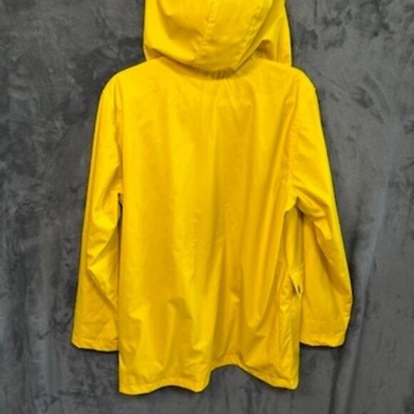 Petit Bateau Yellow Raincoat Hooded Rain Jacket Striped Lining Womens Med - Picture 8 of 11